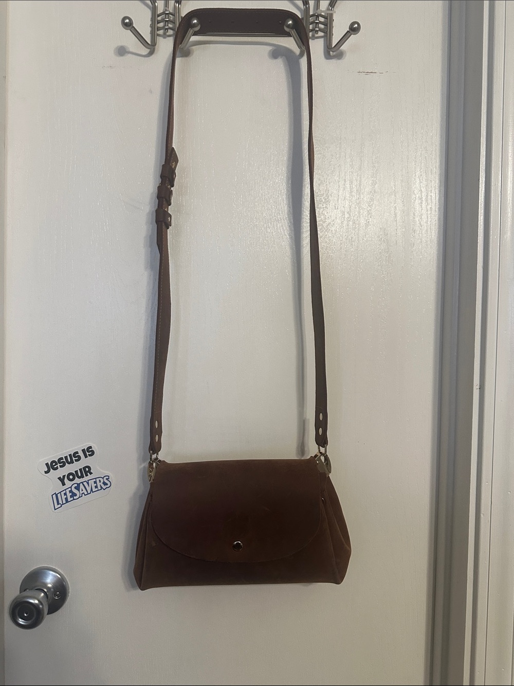 Classic Brown Leather Crossbody Shoulder Bag